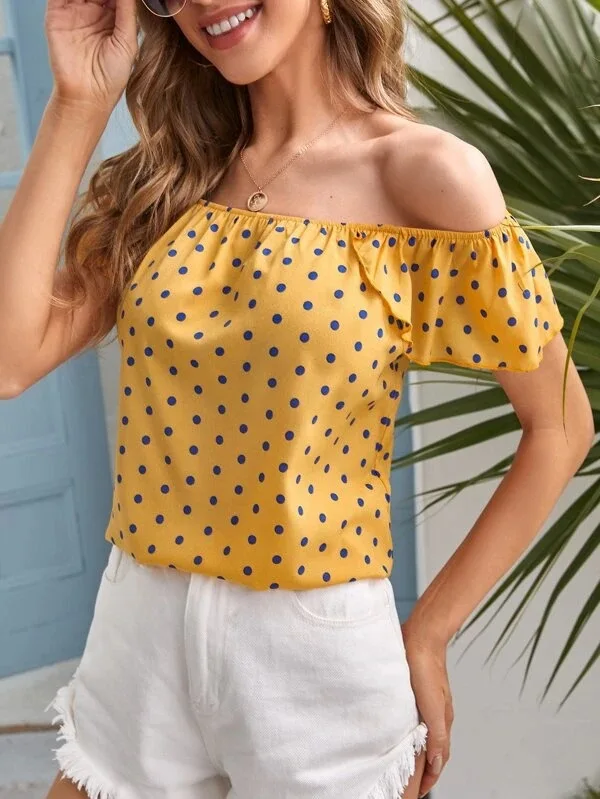 Women summer Loose temperament street polka dot short-sleeved chiffon women's shirt ruffle top
Women summer Loose temperament street polka dot short-sleeved chiffon women's shirt ruffle top