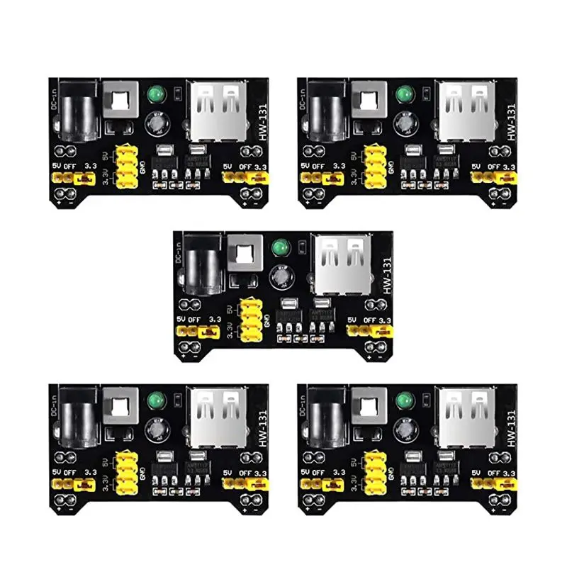Aokin 5PCS MB102 3.3V/5V Board Solderless Breadboard Power Supply Module for Arduino 
Aokin 5PCS MB102 3.3V/5V Board Solderless Breadboard Power Supply Module for Arduino