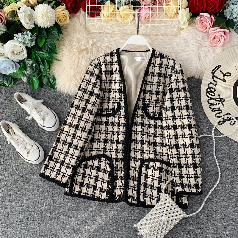 Loose Bf All-match Casual Small Fragrance Jacket 2021 Early Spring New Korean Retro Hong Kong-style Plaid Jacket Female Trend
Loose Bf All-match Casual Small Fragrance Jacket 2021 Early Spring New Korean Retro Hong Kong-style Plaid Jacket Female Trend