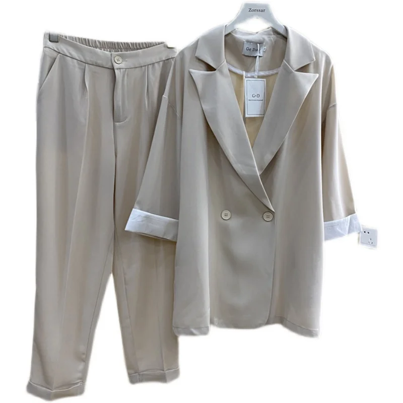 2021 Summer Casual Two Piece Pants Set Elegant Long Sleeve Loose Button Up Suit Women's Cropped Wide Leg Suit Pants
2021 Summer Casual Two Piece Pants Set Elegant Long Sleeve Loose Button Up Suit Women's Cropped Wide Leg Suit Pants