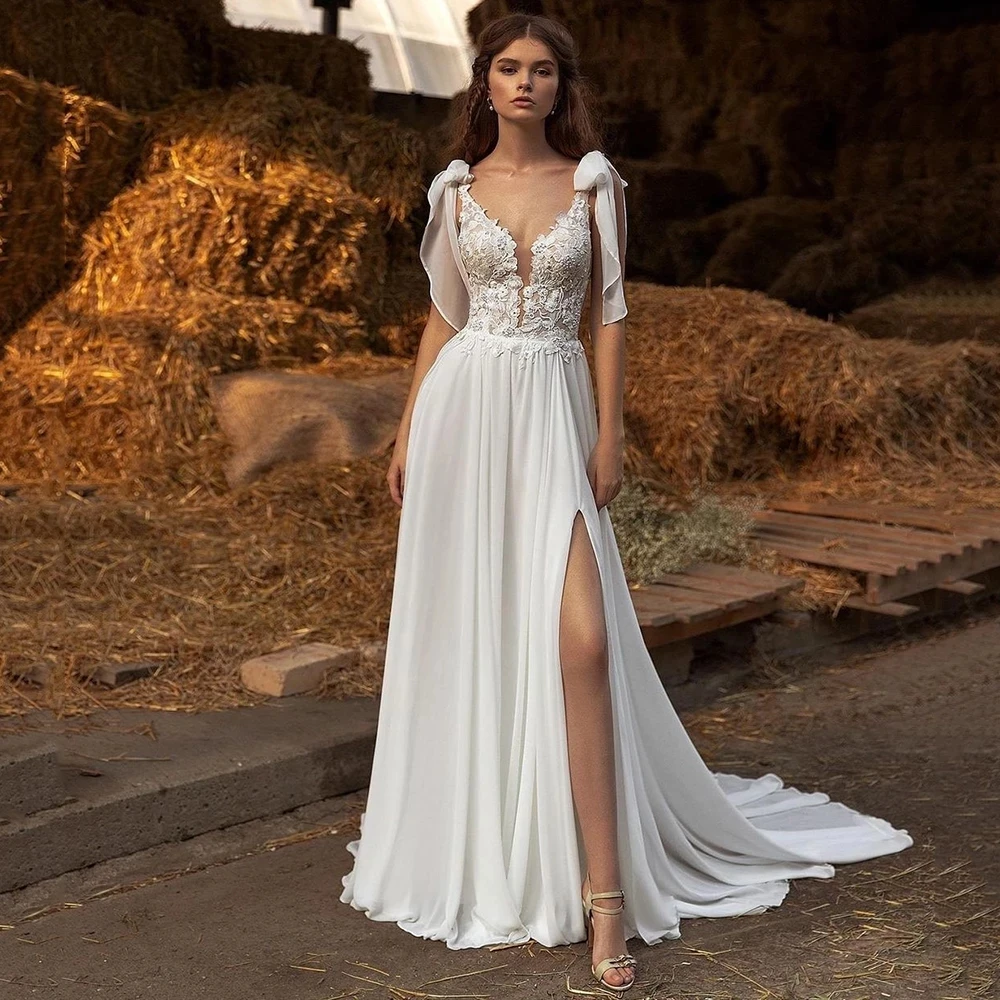 Sexy Wedding Dresses Chiffon Appliques Pleat V-Neck Sleeveless Backless A-Line Bridal Gowns Novia Do 2021
Sexy Wedding Dresses Chiffon Appliques Pleat V-Neck Sleeveless Backless A-Line Bridal Gowns Novia Do 2021