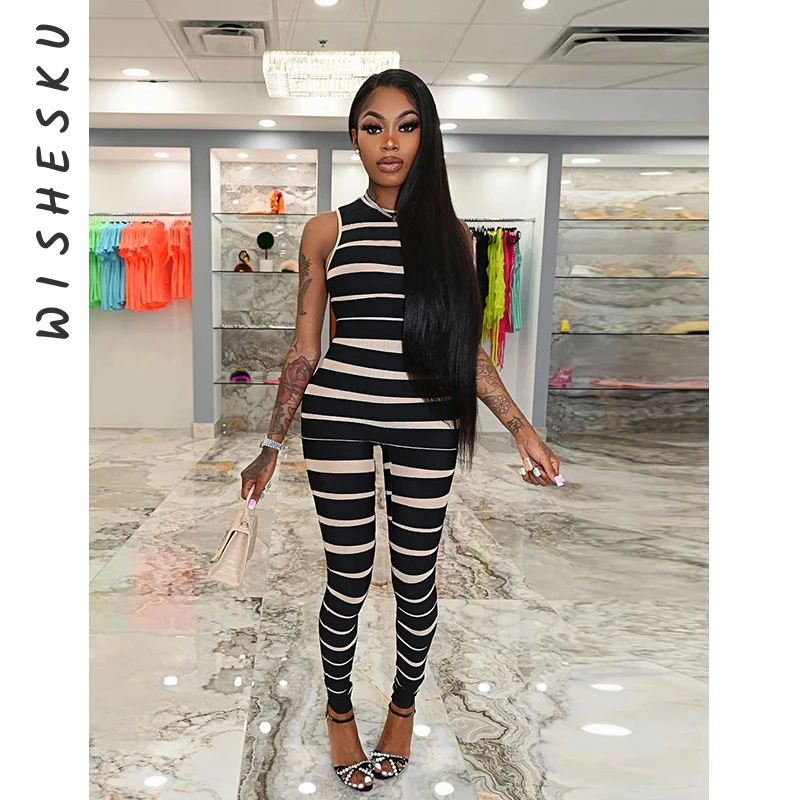 Striped Print Skinny Jumpsuits Women Casual Workout Overalls Basic Bodycon One Piece Rompers Autumn Sportwear Playsuit
Striped Print Skinny Jumpsuits Women Casual Workout Overalls Basic Bodycon One Piece Rompers Autumn Sportwear Playsuit