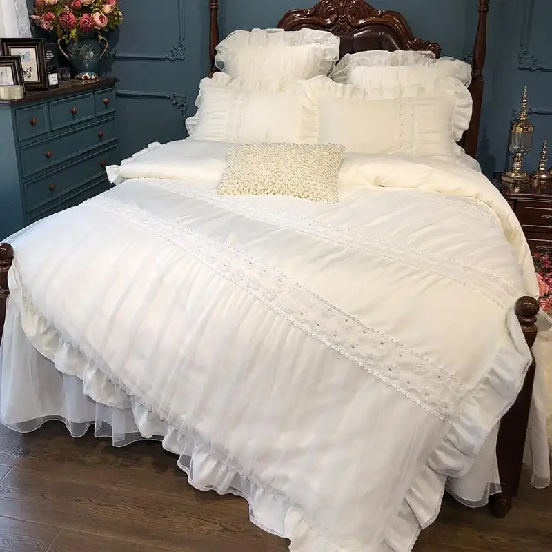 Beige Cream White Lace Princess Duvet Cover Bed set 4/6Pcs Girls Egyptian Cotton Bedding set Quilted Cotton Bed Skirt/Bedspread
Beige Cream White Lace Princess Duvet Cover Bed set 4/6Pcs Girls Egyptian Cotton Bedding set Quilted Cotton Bed Skirt/Bedspread