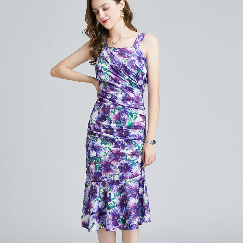 JSXDHK Summer Fashioh Holiday Mermaid Dress 2021 New Runway Women Spaghetti Strap Purple Flower Print Bodycon Ruffles Dresses
JSXDHK Summer Fashioh Holiday Mermaid Dress 2021 New Runway Women Spaghetti Strap Purple Flower Print Bodycon Ruffles Dresses
