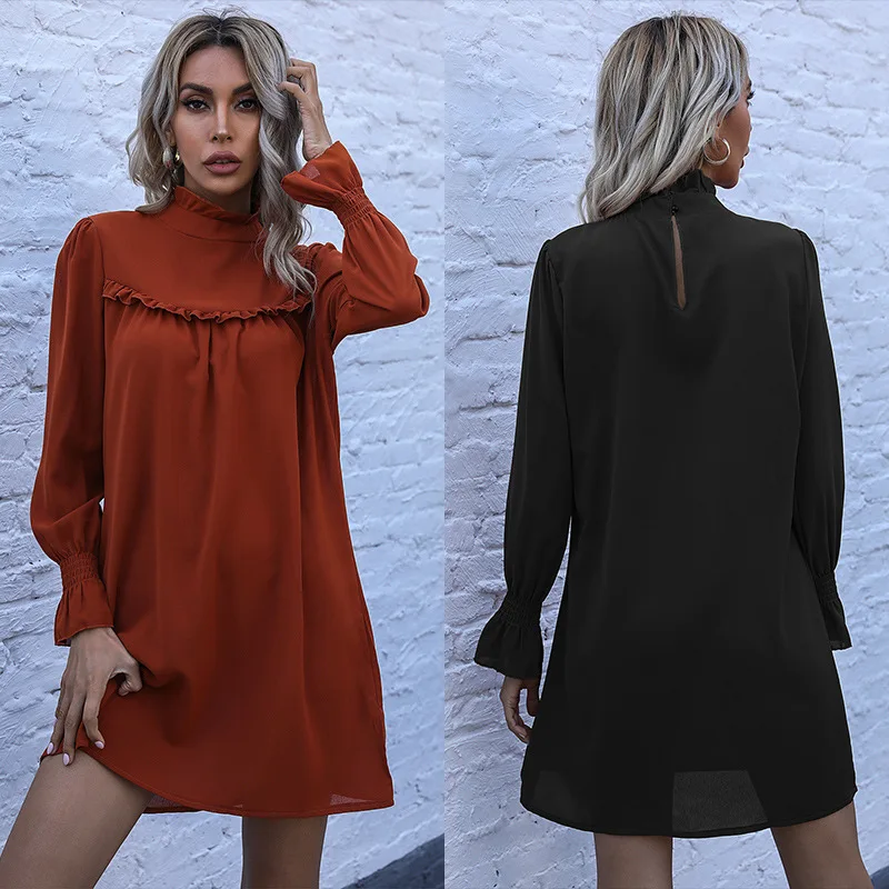 Spring Summer Loose Solid Short Dress for Women 2021 New Casual Flare Sleeve Turtleneck Edible Tree Fungus Ladies Dresses
Spring Summer Loose Solid Short Dress for Women 2021 New Casual Flare Sleeve Turtleneck Edible Tree Fungus Ladies Dresses