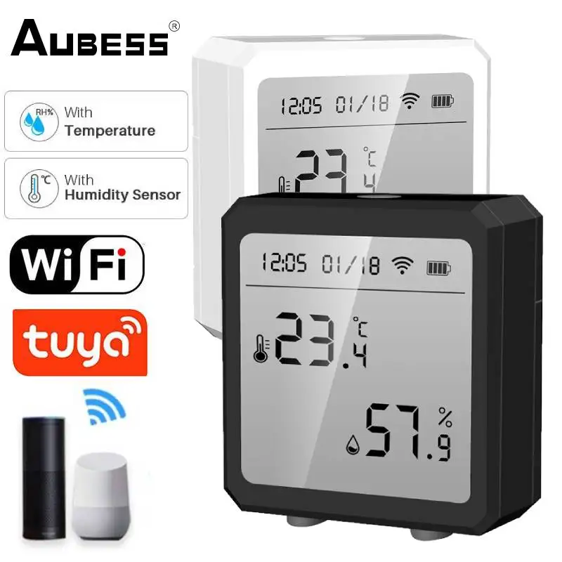 Датчик температуры и влажности AUBESS Tuya, Wi-Fi датчик температуры и влажности с ЖК-дисплеем, умный дом Tuya, Google Assistant
Датчик температуры и влажности AUBESS Tuya, Wi-Fi датчик температуры и влажности с ЖК-дисплеем, умный дом Tuya, Google Assistant