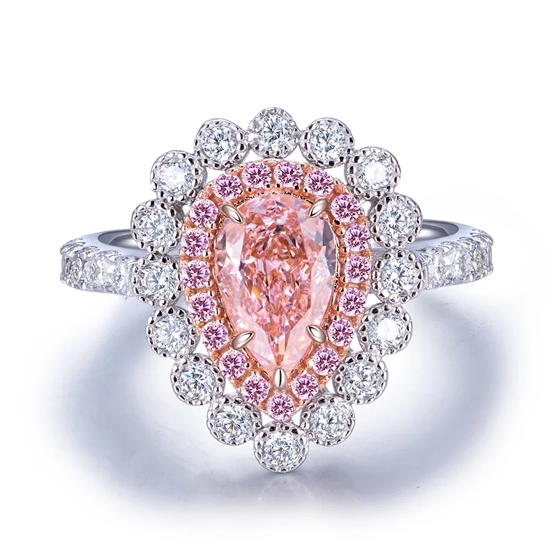 2021 Hot Sale Sparkle Jewelry 925 Sterling Silver Pink Pear Shape 1.0ct Diamond Rings For Women
2021 Hot Sale Sparkle Jewelry 925 Sterling Silver Pink Pear Shape 1.0ct Diamond Rings For Women