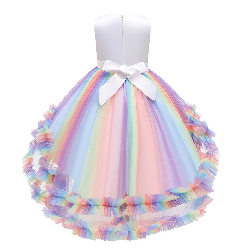 Prom Dress For Girls Carnival Costume Princess Dresses Unicorn Rainbow Elegant Children Birthday Wedding 3 to 12 Y | Детская одежда и