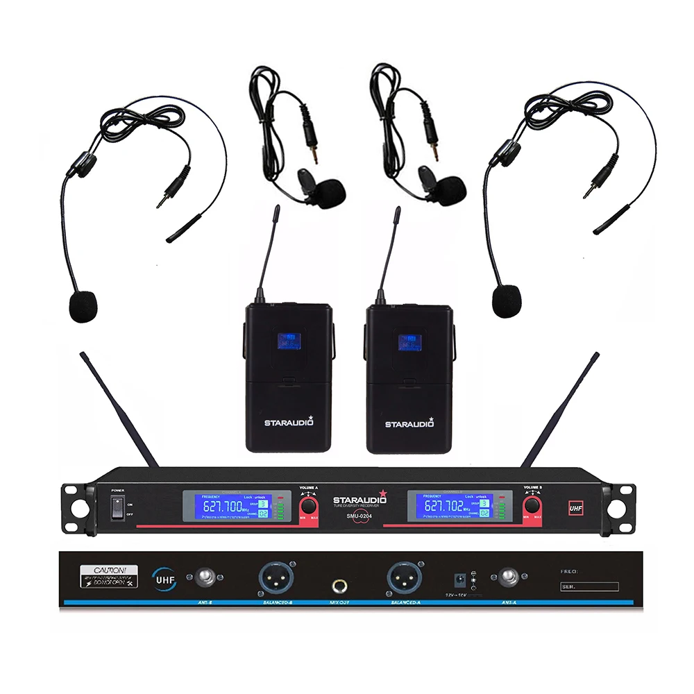 2 Channel UHF Microphone In-Ear Lapel Lalavlier Headset Wireless Microphone System 2CH Stage Karaoke Church Microphone SMU-0204B
2 Channel UHF Microphone In-Ear Lapel Lalavlier Headset Wireless Microphone System 2CH Stage Karaoke Church Microphone SMU-0204B