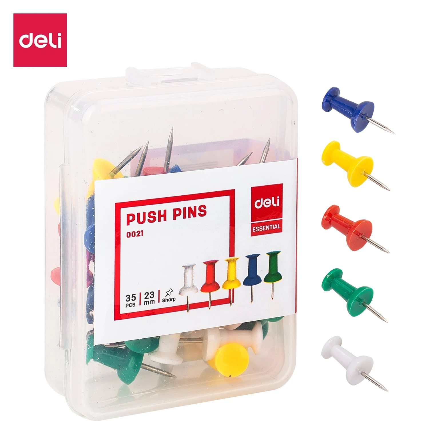 

Deli E0021 Colored Push Pins 35PCS/Box Plastic Cork Board Pin Thumbtack Office Supplies School Accessories