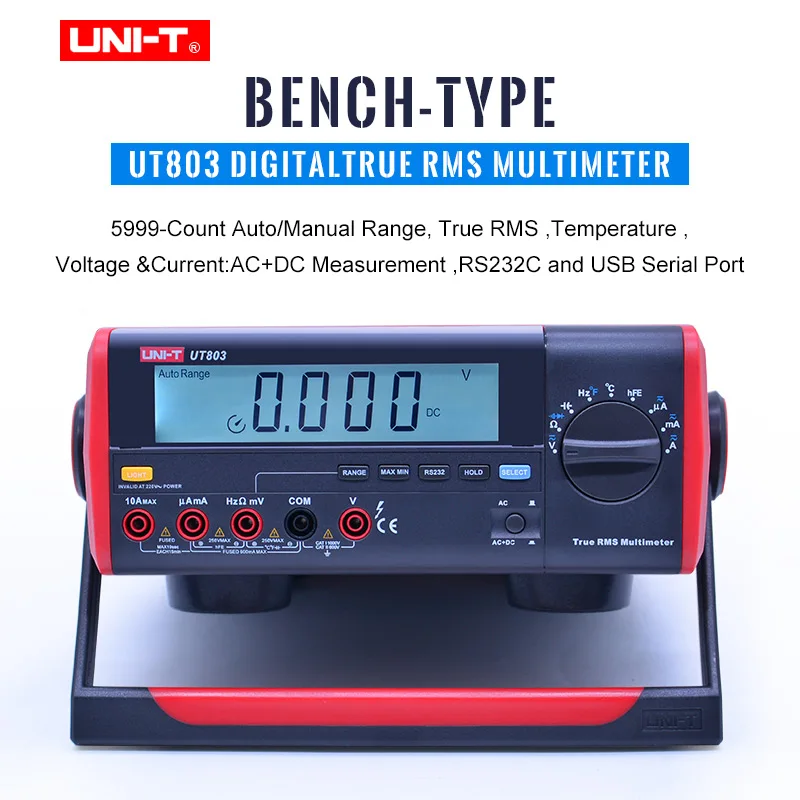 

Цифровой мультиметр UNI-T True RMS UT803, вольтметр, амперметр постоянного и переменного тока, тестер сопротивления, емкости, частоты и температуры
