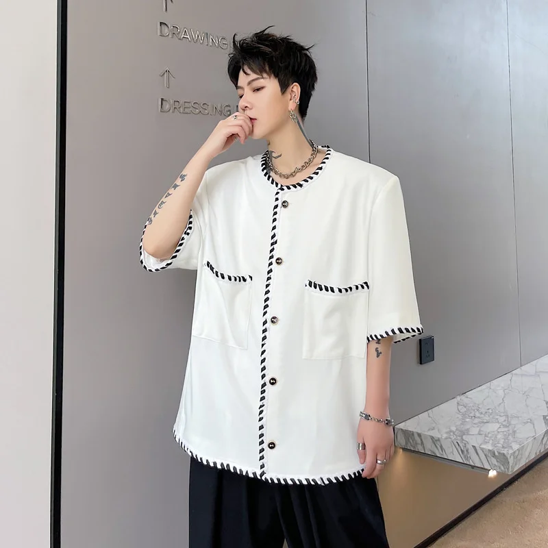 2021 summer round neck small fragrance ribbon splicing men's short sleeve suit coat handsome light style short
2021 summer round neck small fragrance ribbon splicing men's short sleeve suit coat handsome light style short