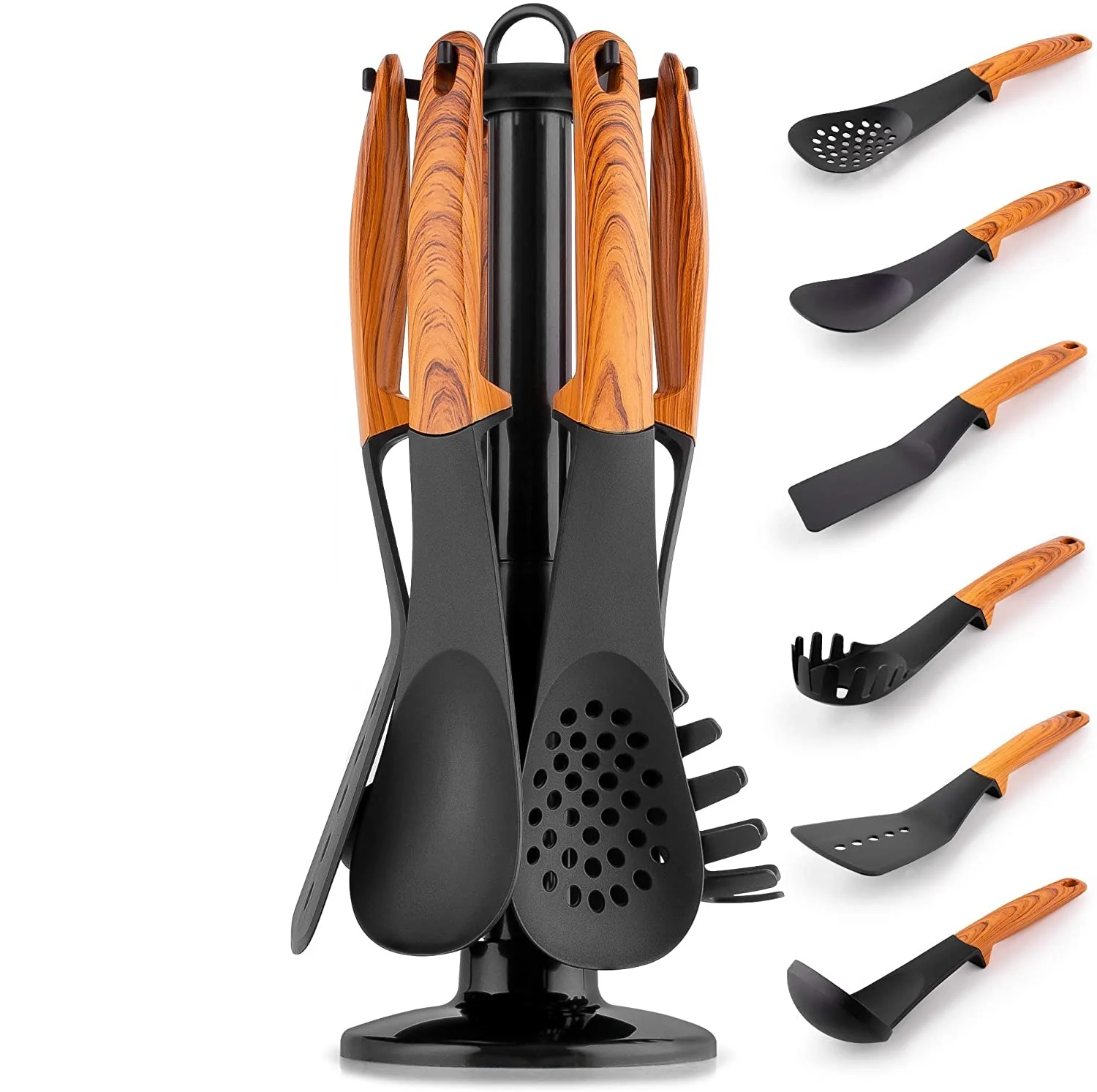 7-pieces/kit Nylon Kitchen Gadgets With Rotating Stand, Non-stick Cooking Utensils Set, Utensil Holder,italian Design
7-pieces/kit Nylon Kitchen Gadgets With Rotating Stand, Non-stick Cooking Utensils Set, Utensil Holder,italian Design