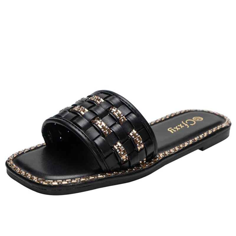 Shoes Slippers For Women Flip Flop Rhinestones Weave Flat Square Toe Shoe Slipper Casual Summer Flip Flops Woman Flip-Flops
Shoes Slippers For Women Flip Flop Rhinestones Weave Flat Square Toe Shoe Slipper Casual Summer Flip Flops Woman Flip-Flops
