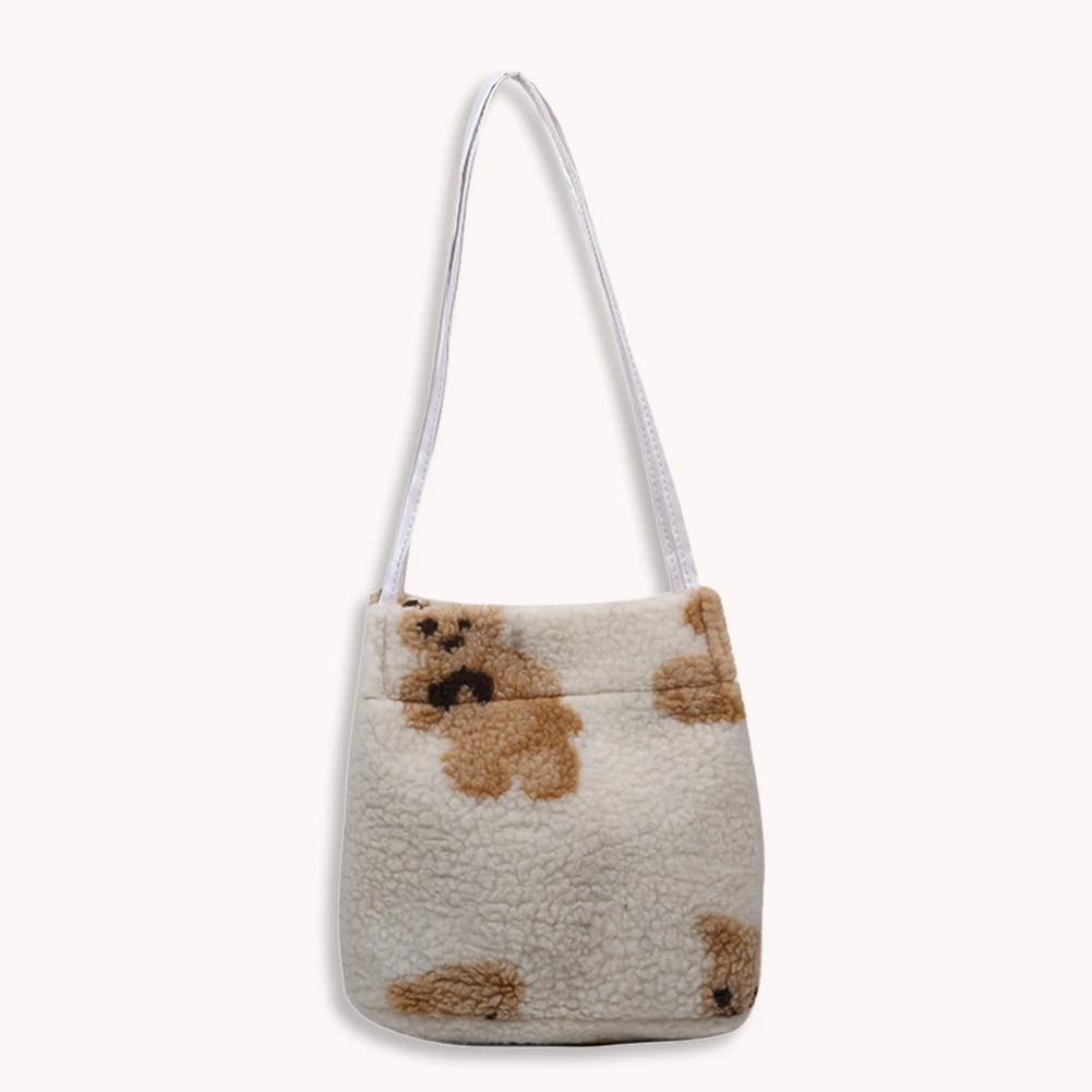 Fashion Women Large Capacity Square Shoulder Bag Cute Fleece Bear Print Handbags Popular Simple Female Daily Bag
Fashion Women Large Capacity Square Shoulder Bag Cute Fleece Bear Print Handbags Popular Simple Female Daily Bag