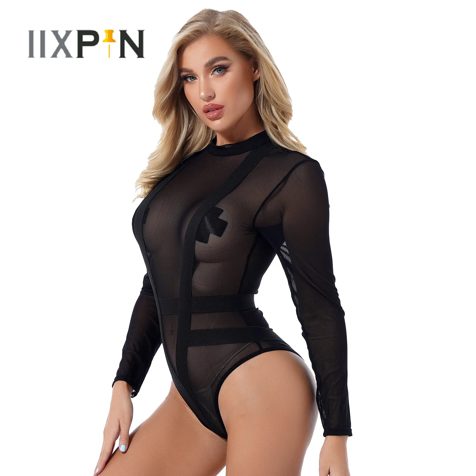 Womens See-through Mesh Bodycon Bodysuit Elastic Band Patchwork Zipper Back Leotard Romper Long Sleeve Erotic Jumpsuit Catsuit
Womens See-through Mesh Bodycon Bodysuit Elastic Band Patchwork Zipper Back Leotard Romper Long Sleeve Erotic Jumpsuit Catsuit