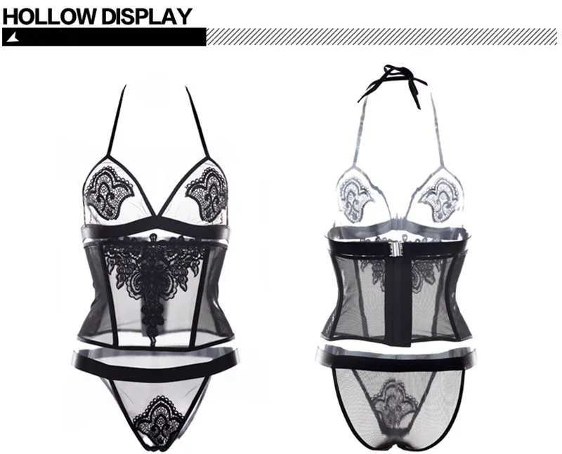 Women Three-point sexy Costumes black Transparent Lace Sexy Passion G-string Bodysuit Corset Underwear Porno Nightwear Clothes
Women Three-point sexy Costumes black Transparent Lace Sexy Passion G-string Bodysuit Corset Underwear Porno Nightwear Clothes