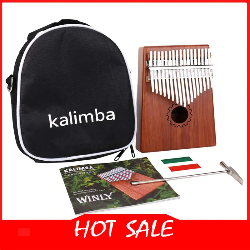 17 клавиш Kalimba большой пианино из красного дерева с сумкой комплект молотков и