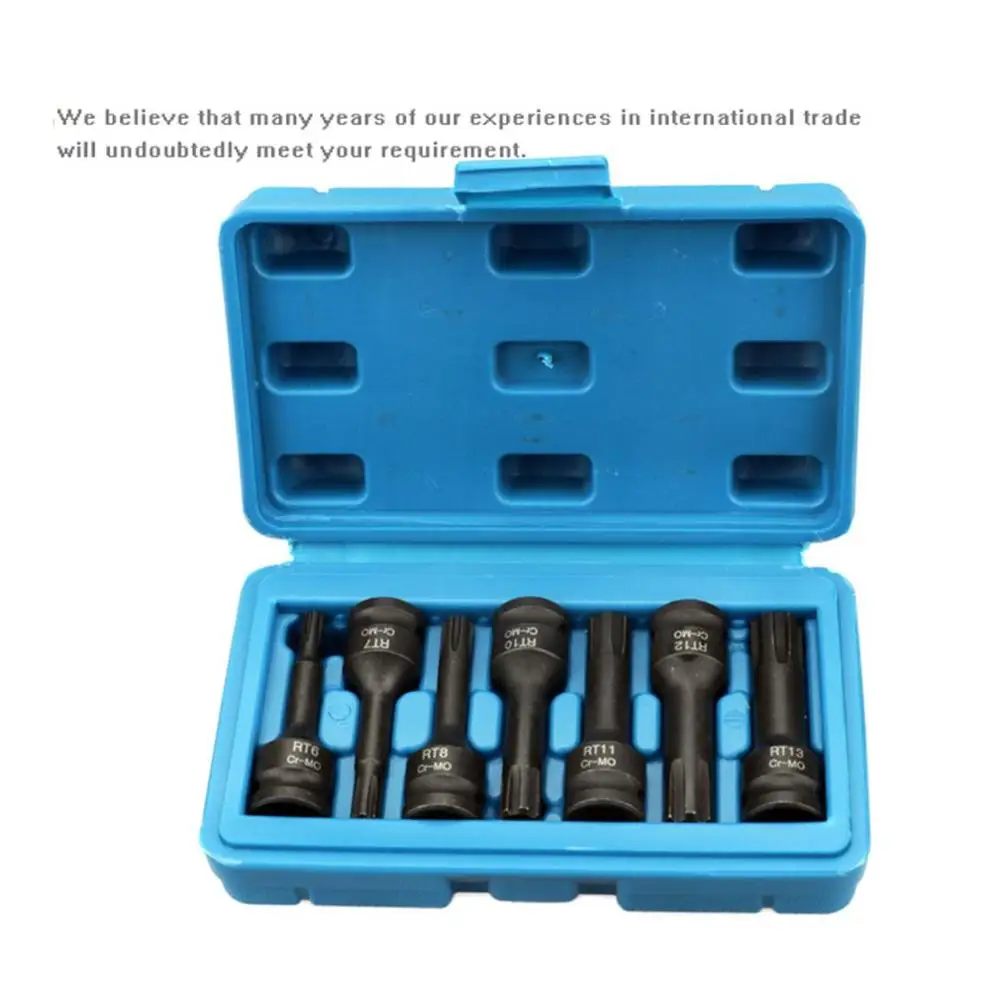 7pcs Impact Socket Bit Set 3/8-inch Drive Chrome Molybdenum Steel Hex Key Socket Metric Allen Bit Impact Spline Socket Bit Set
7pcs Impact Socket Bit Set 3/8-inch Drive Chrome Molybdenum Steel Hex Key Socket Metric Allen Bit Impact Spline Socket Bit Set