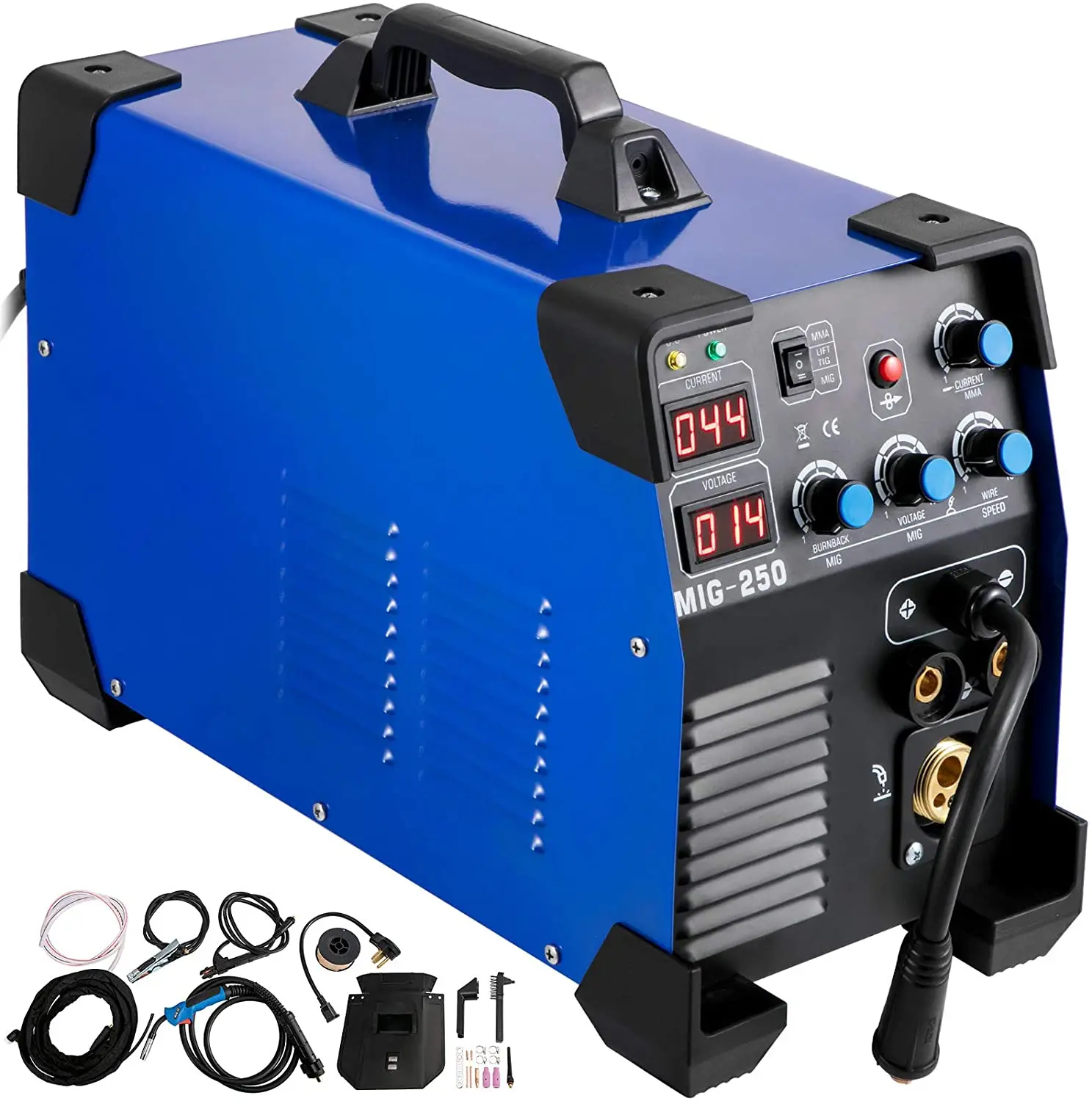 Сварочный аппарат MIG Welder 250 Amp TIG MMA Arc 3 в 1 сварочный Stick IGBT DC Inverter цифровой дисплей