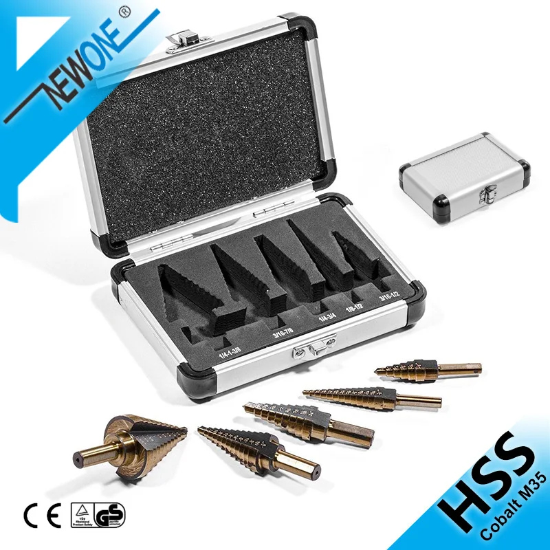 

6/5/3/1PCS HSS Step Cone Drill Titanium Coated Hole Cutter Bit Set HSS Cobalt Multiple Hole 50 Sizes Step Drill Bit Set Tools