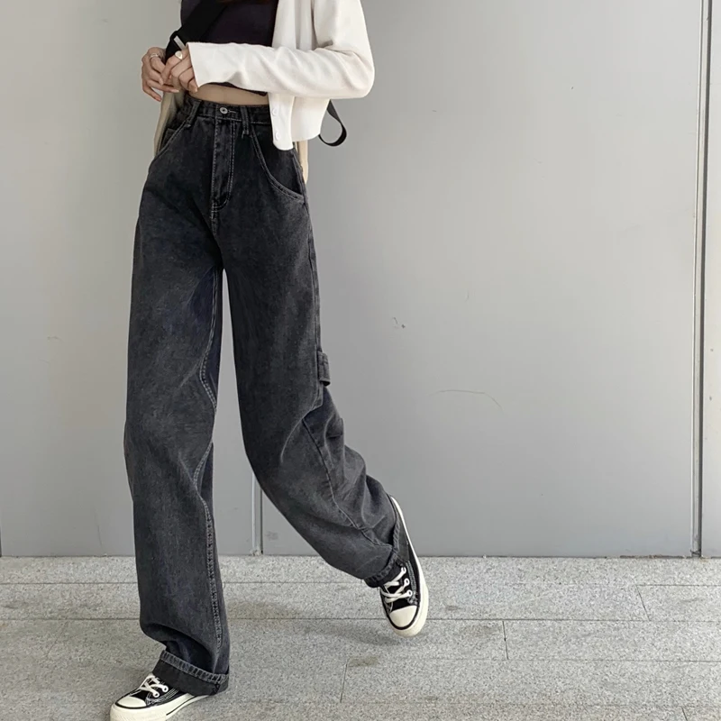 High Waist Black Gray Jeans Women Fashion Ins Straight Jean for Womans Casual Denim Pants Streetwear White Lines Mom Jeans 2020
High Waist Black Gray Jeans Women Fashion Ins Straight Jean for Womans Casual Denim Pants Streetwear White Lines Mom Jeans 2020
