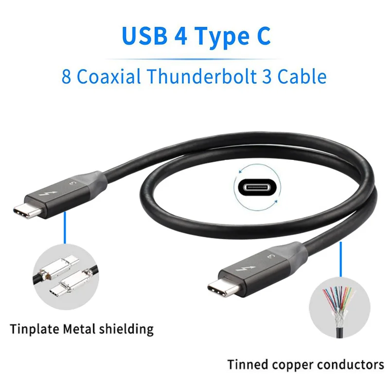 USB-C Thunderbolt 3 data cable 3.1Gen2 four times type c 40Gb PD100W Fast charging Support 4K 60HZ 8 coaxial Thunderbolt 3 cable
USB-C Thunderbolt 3 data cable 3.1Gen2 four times type c 40Gb PD100W Fast charging Support 4K 60HZ 8 coaxial Thunderbolt 3 cable