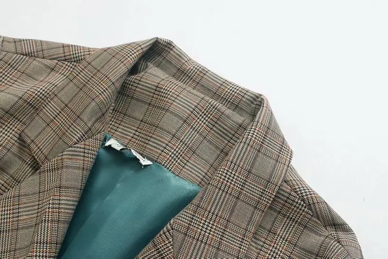 New arrival 357-80-1019 European and American wind new winter double-breasted loose grid leisure suit | Женская одежда