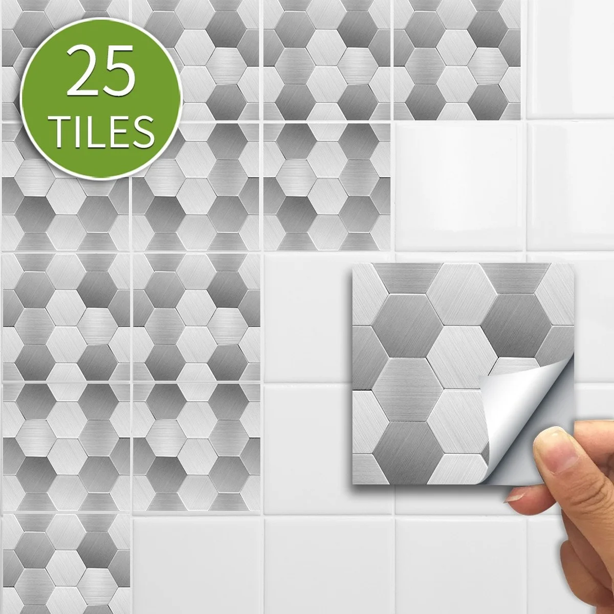25 Pieces of Brushed Silver Hexagonal PVC Tile Stickers Kitchen Stickers Bathroom Mosaic Stickers Self-adhesive Wall Decorations 
25 Pieces of Brushed Silver Hexagonal PVC Tile Stickers Kitchen Stickers Bathroom Mosaic Stickers Self-adhesive Wall Decorations