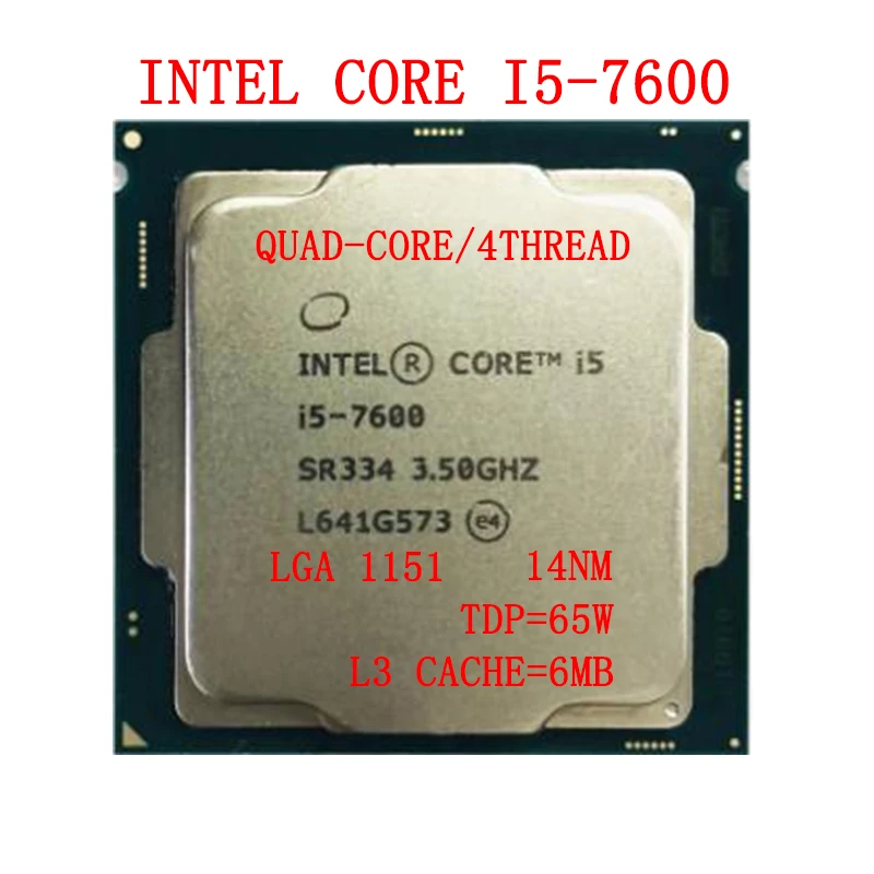 

Intel Core i5-7600 i5 7600 Processor Quad-Core Quad-Thread 3.5GHz 6MB 65W LGA 1151 Desktop CPU Support DDR4 and B250 Mainboard