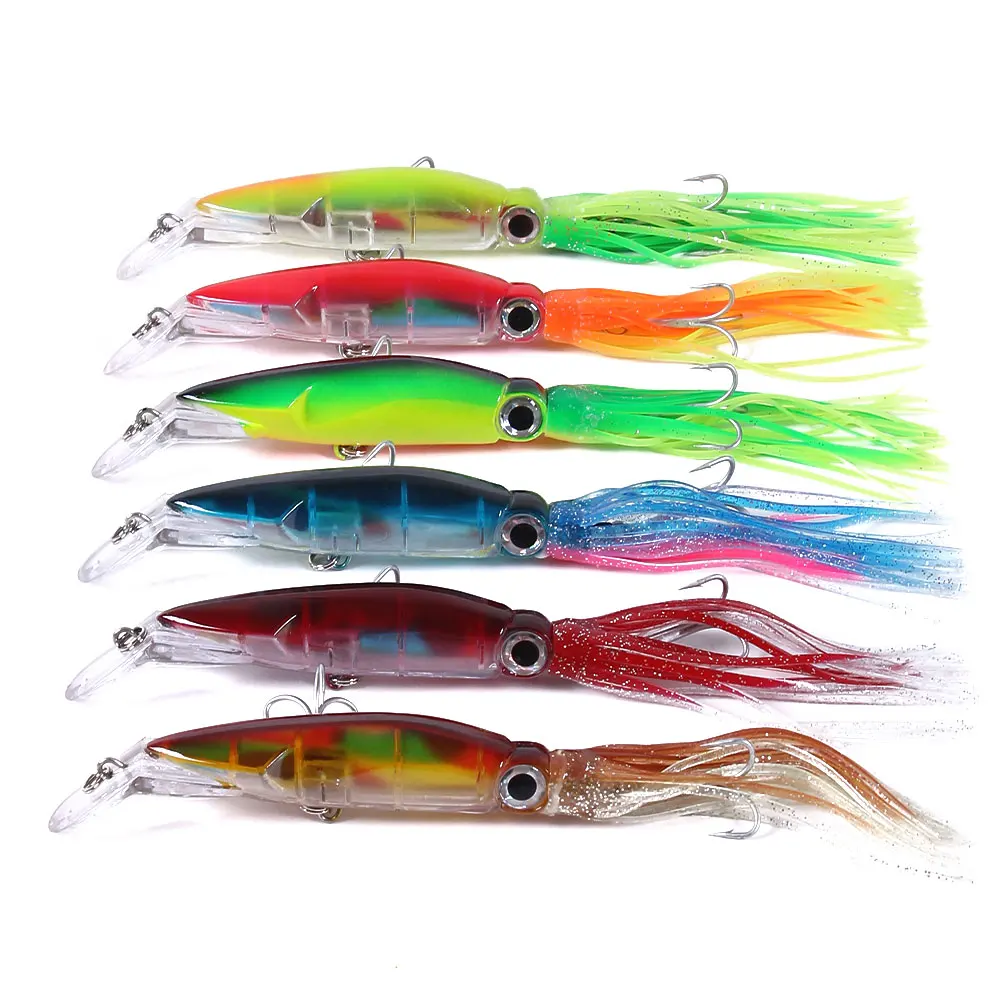 

6pcs Hard Fishing Lure Fish Bait 40g 6 Color Squid High Carbon Steel Hook Octopus Crank For Artificial Tuna Sea Allure Tool