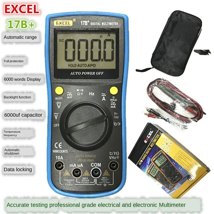 Customized EXCEL17B+Universal Digital Display Multimeter Intelligent Multimeter High Digital Automatic Precision Multimeter
Customized EXCEL17B+Universal Digital Display Multimeter Intelligent Multimeter High Digital Automatic Precision Multimeter