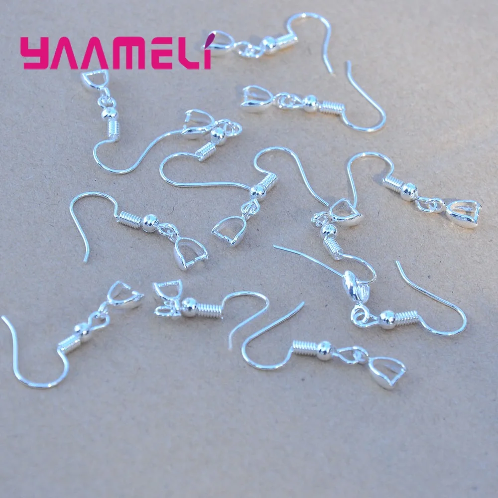 50PCS Genuine 925 Sterling Silver Clasp Hook Earrings Pinch Bail Connector Component Jewellery Making Findings for Bead Crystal | Украшения