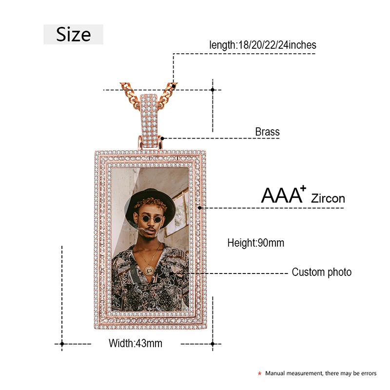 CZP0371 VIP Rectangle Custom Made Picture Memory Medallions Solid Pendant Necklace For Women Men's Hip Hop Cubic Zircon Jewelry
CZP0371 VIP Rectangle Custom Made Picture Memory Medallions Solid Pendant Necklace For Women Men's Hip Hop Cubic Zircon Jewelry