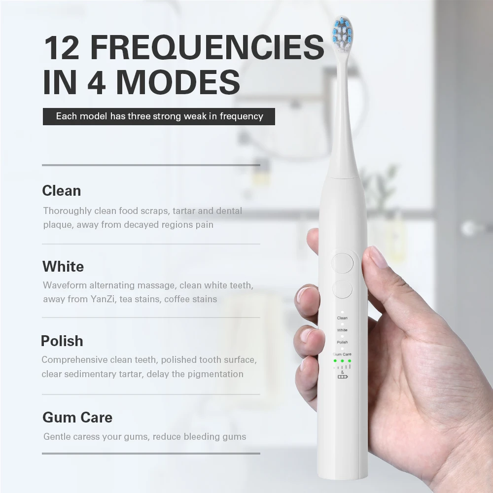 VIP Sonic Electric Toothbrush Rechargeable 12 Modes Ultrasonic Automatic Brush Face Cleansing Brush Head Dental Scaler Machine
VIP Sonic Electric Toothbrush Rechargeable 12 Modes Ultrasonic Automatic Brush Face Cleansing Brush Head Dental Scaler Machine