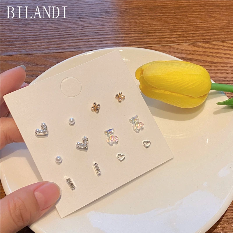 Bilandi S925 needle Delicate Jewelry 6 Pairs Per Set Earrings Popular Round Bead Love Little Bear Stud Earrings For Girl Gifts
Bilandi S925 needle Delicate Jewelry 6 Pairs Per Set Earrings Popular Round Bead Love Little Bear Stud Earrings For Girl Gifts