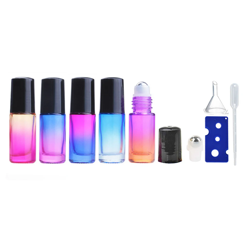 5pcs 5ml Gradient Color Thick Glass Roll On with Metal Ball Essential Oil Empty Bottle Roller Ball bottle For Travel 
5pcs 5ml Gradient Color Thick Glass Roll On with Metal Ball Essential Oil Empty Bottle Roller Ball bottle For Travel