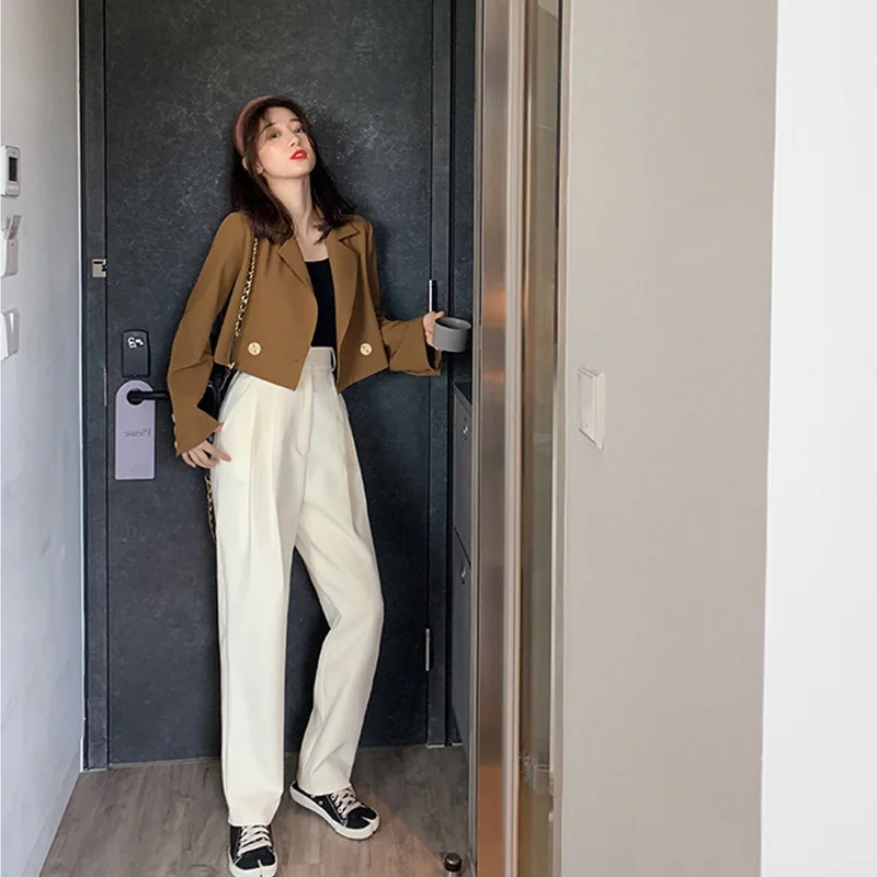 JCHB 2021 Feminino Women Cropped Blazers Casual Long Sleeve Solid Brown Short Jacket Coat Ladies Office Work Outerwear
JCHB 2021 Feminino Women Cropped Blazers Casual Long Sleeve Solid Brown Short Jacket Coat Ladies Office Work Outerwear