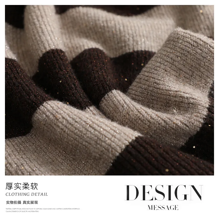 Shuchan Sequined Vintage Women Winter Sweater Clothes O-Neck Striped Sweater Tops Womens Knit Pullover Autumn
Shuchan Sequined Vintage Women Winter Sweater Clothes O-Neck Striped Sweater Tops Womens Knit Pullover Autumn