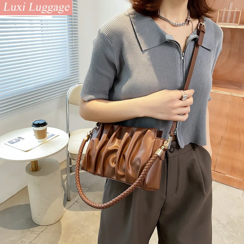 Casual Pleated PU Leather Women Small Handbags Fashion Solid Color Ladies Daily Underarm Shoulder Bags
Casual Pleated PU Leather Women Small Handbags Fashion Solid Color Ladies Daily Underarm Shoulder Bags
