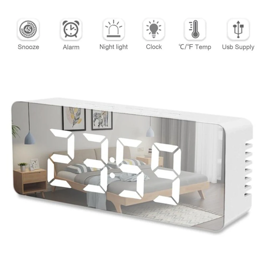 Mirror Digital Alarm Clock Mirror LED Night Light Thermometer Wall Clock Lamp Square Rectangle Multi-function Desk Clock USB AAA
Mirror Digital Alarm Clock Mirror LED Night Light Thermometer Wall Clock Lamp Square Rectangle Multi-function Desk Clock USB AAA