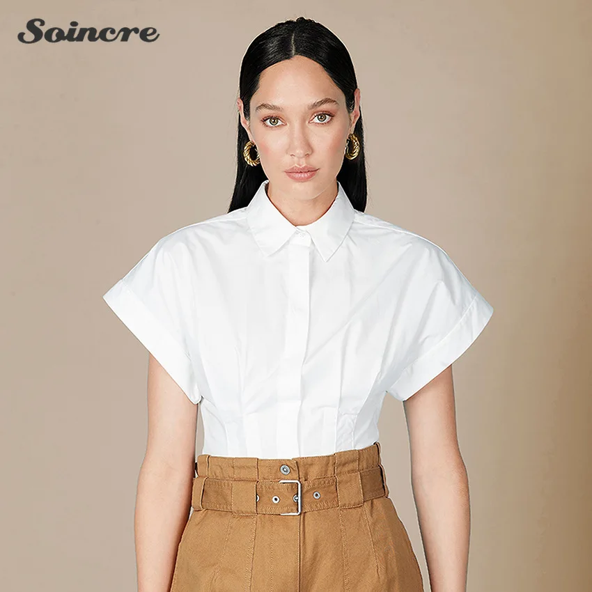 Office Lady Casual Shirts Women 2021 FashionTurn Down Collar White Bat Sleeve Shirt Waist Slim Short-sleeved Button Up Shirt New
Office Lady Casual Shirts Women 2021 FashionTurn Down Collar White Bat Sleeve Shirt Waist Slim Short-sleeved Button Up Shirt New