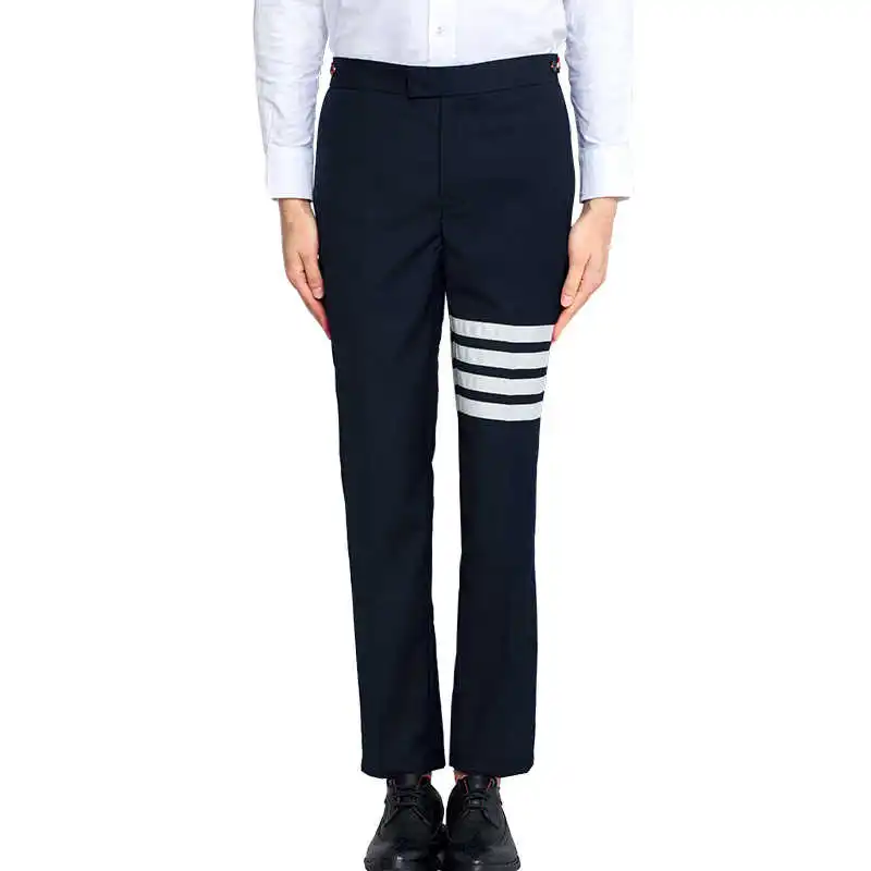 

ТБ THOM модные брендовые брюки мужские повседневные Костюмные брюки из шерсти и хлопка мужские деловые полосатые прямые официальные брюки Ins