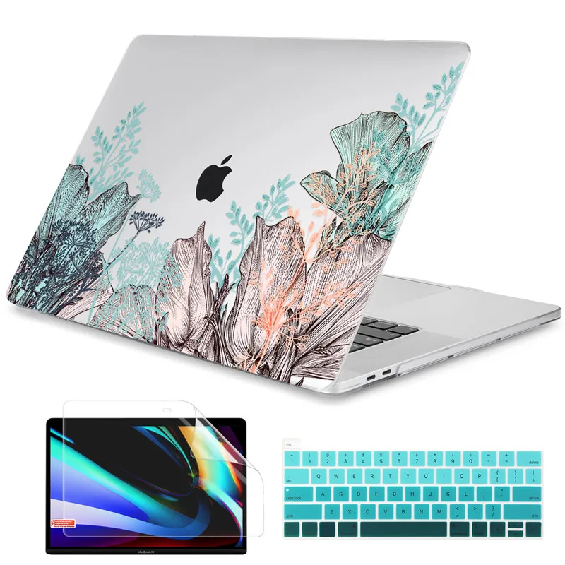 Пластиковый чехол с принтом зеленых листьев для Macbook Air 11 12 13 A2337 2020 Pro A2338 A2289 15 16 Touch