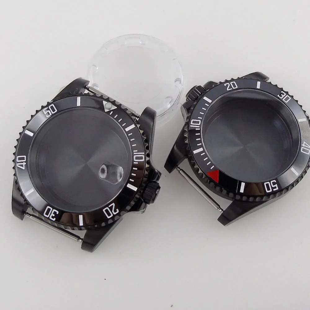 40mm Black Plated Sapphire Watch Case Fit NH35 NH36/Miyota 8215 821A/ETA 2836 2824/DG2813/ST1612 Cyclops
40mm Black Plated Sapphire Watch Case Fit NH35 NH36/Miyota 8215 821A/ETA 2836 2824/DG2813/ST1612 Cyclops
