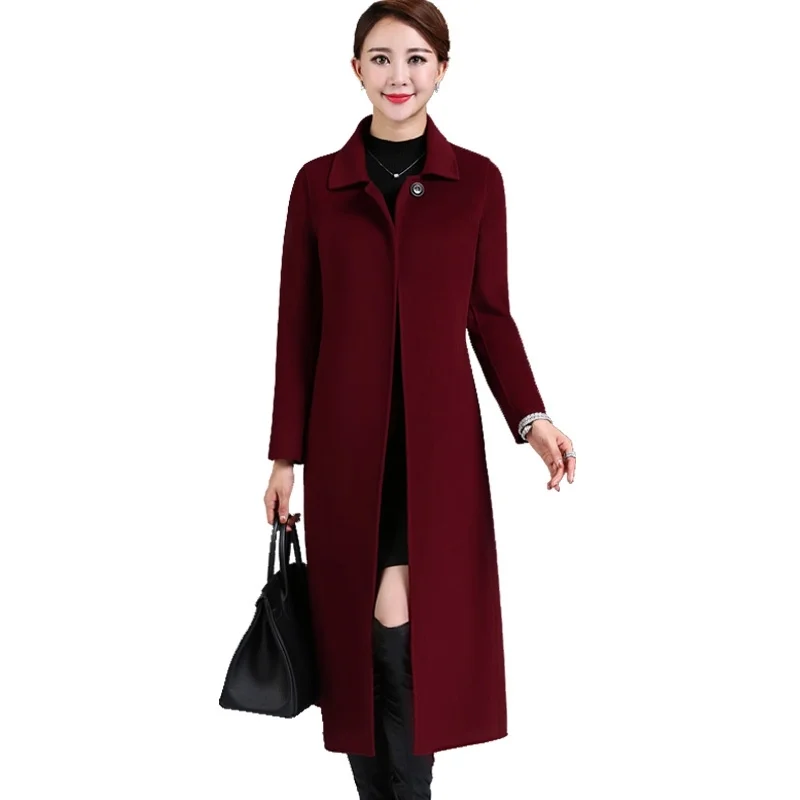 

Woolen Coat Women's Mid-long Winter Jacket New Big Size Fashion Korean Temperament All-Match Was Thin Woolen Overcoat Female