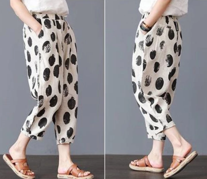 Literary Harem Pants Pleated Women's Trousers Point Dot Pantalon Taille Haute Femme Cotton Capris Loose Trousers Roupa Mulher
Literary Harem Pants Pleated Women's Trousers Point Dot Pantalon Taille Haute Femme Cotton Capris Loose Trousers Roupa Mulher