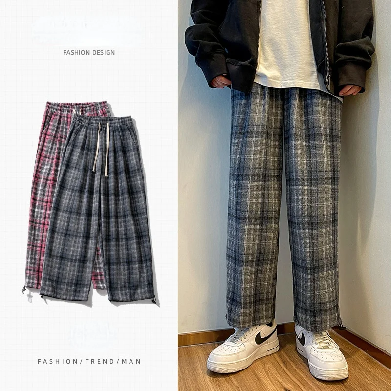 Streerwear Mens Plaid Pants Autumn Fashion Loose Casual Straight Trousers Korean Oversized Hip Hop Male Grey Jogging Sweatpants
Streerwear Mens Plaid Pants Autumn Fashion Loose Casual Straight Trousers Korean Oversized Hip Hop Male Grey Jogging Sweatpants