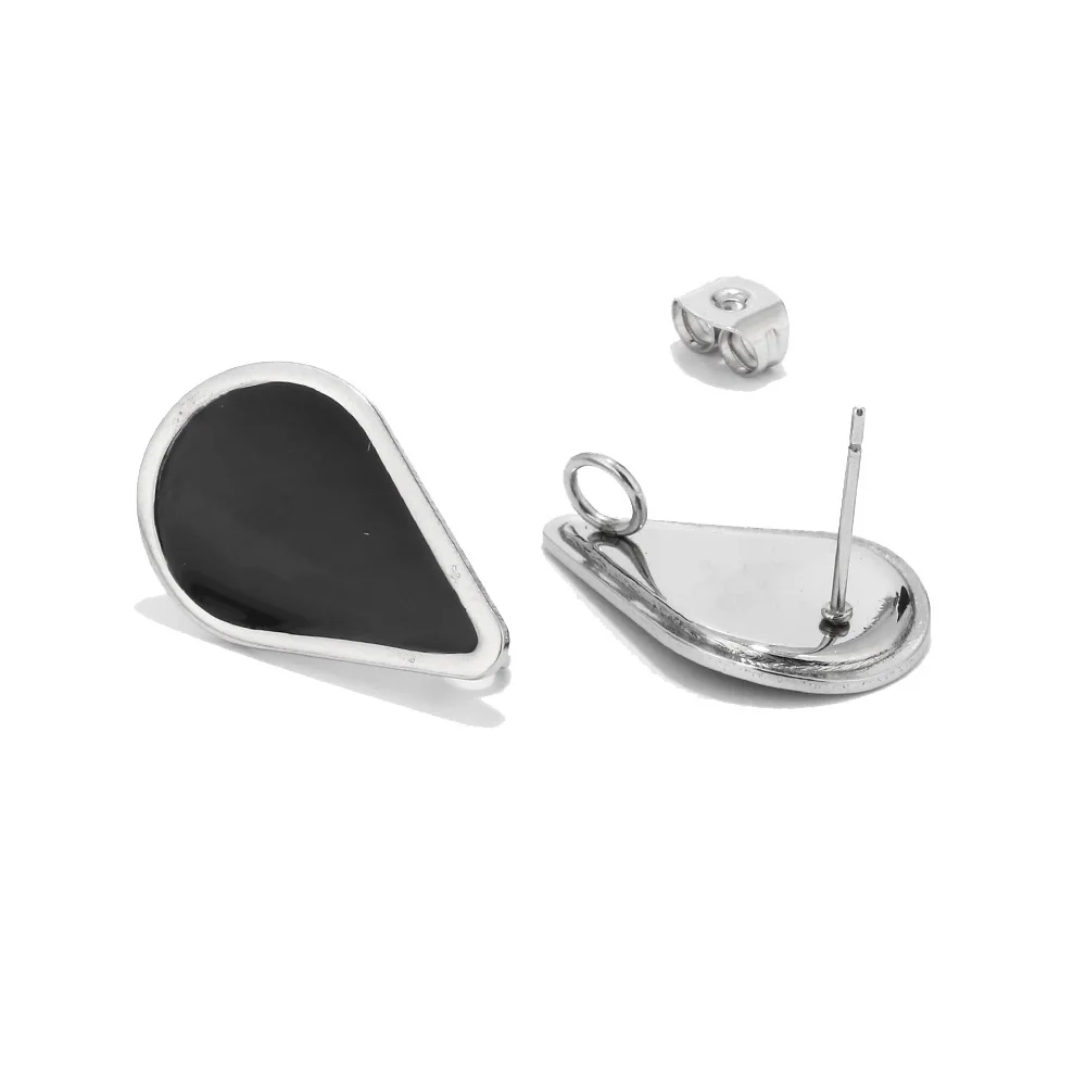 6pcs Gold Teardrop Ear Posts 14x22mm Stainless Steel Geometric Waterdrop Stud Earring Components with Loop | Украшения и