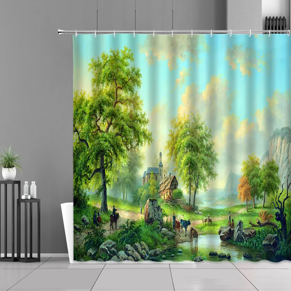Shower Curtain 3D European Landscape Landscape Woods Elk Oil Painting Bathroom Curtains Polyester Bathtub Screen Home Decorati
Shower Curtain 3D European Landscape Landscape Woods Elk Oil Painting Bathroom Curtains Polyester Bathtub Screen Home Decorati
